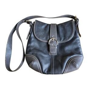 Danier Purse Black Pebbled Leather Crossbody Flap Bag